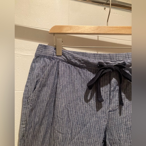 Vibrant pigeon blue linen drawstring pants - flowy - Size L - Picture 1 of 5